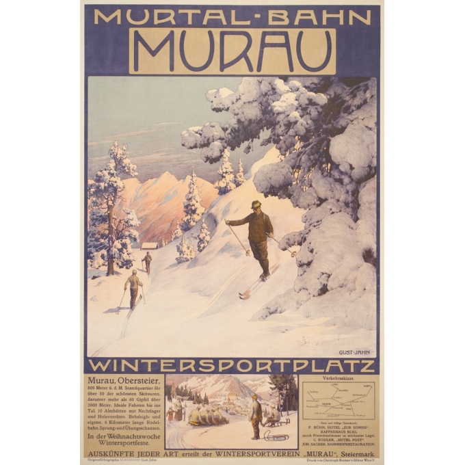 Vintage travel poster - Gustave Jahn - Circa 1900 - Murau - 40.6 by 26.8 inches