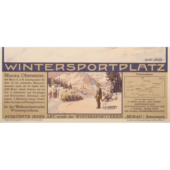 Vintage travel poster - Gustave Jahn - Circa 1900 - Murau - 40.6 by 26.8 inches - 3