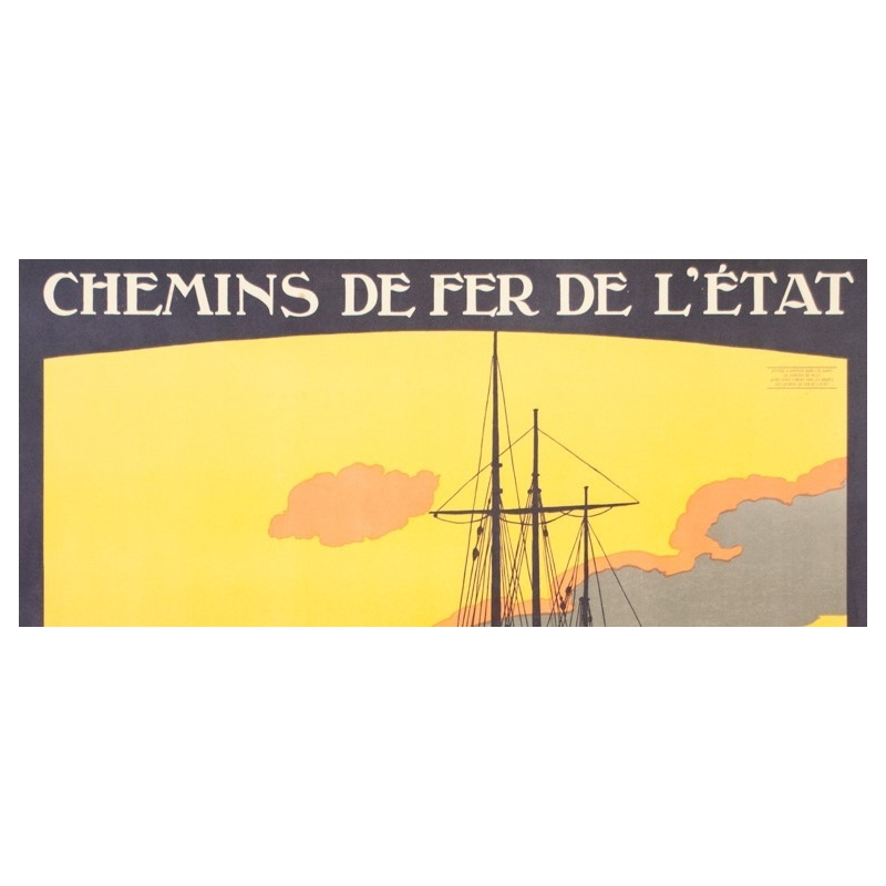 Affiche ancienne de voyage - Constant Duval  - Circa 1910 - Roscoff Bretagne Pittoresque - 105 par 75.5 cm - 2