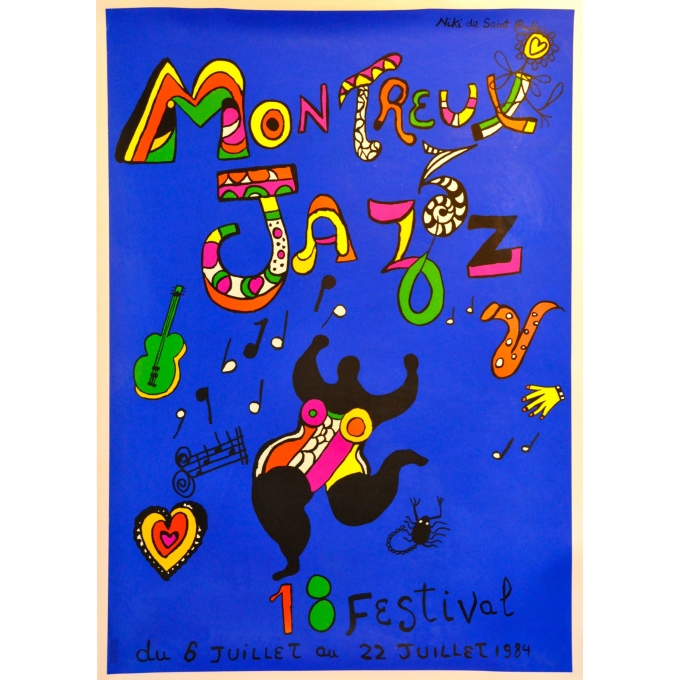 Original poster of the Jazz music festival at Montreux 1984 by Nikki. Elbé Paris.