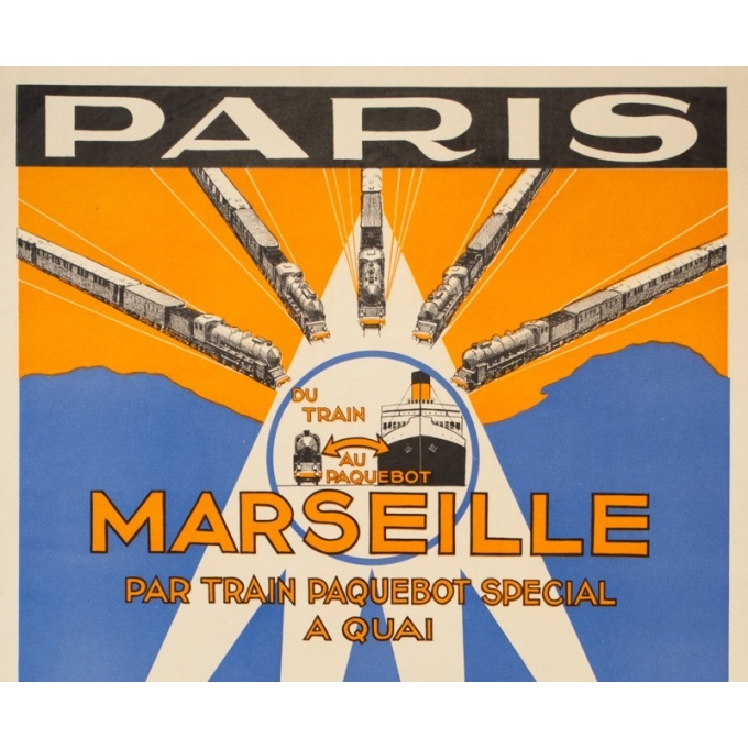 Vintage travel poster - Anonyme - Circa 1930 -Compagnie Transatlantique PLM - 39.4 by 23.8 inches - 2