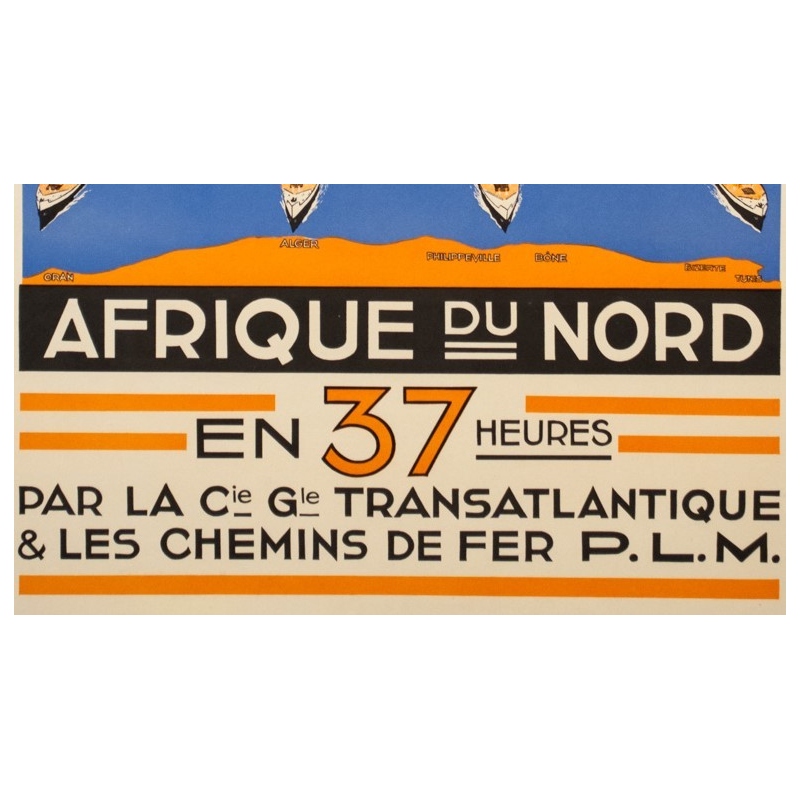 Vintage travel poster - Anonyme - Circa 1930 -Compagnie Transatlantique PLM - 39.4 by 23.8 inches - 3