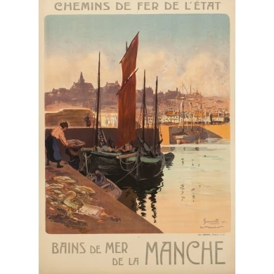 Affiche ancienne de voyage - Meunier - 1921 - Granville - 102.5 par 74 cm