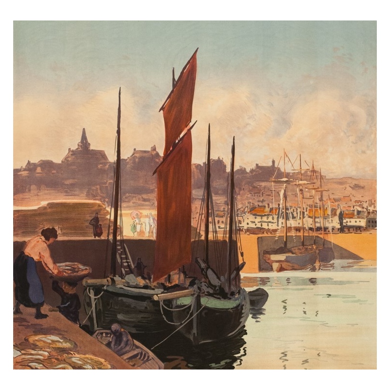 Affiche ancienne de voyage - Meunier - 1921 - Granville - 102.5 par 74 cm - 2