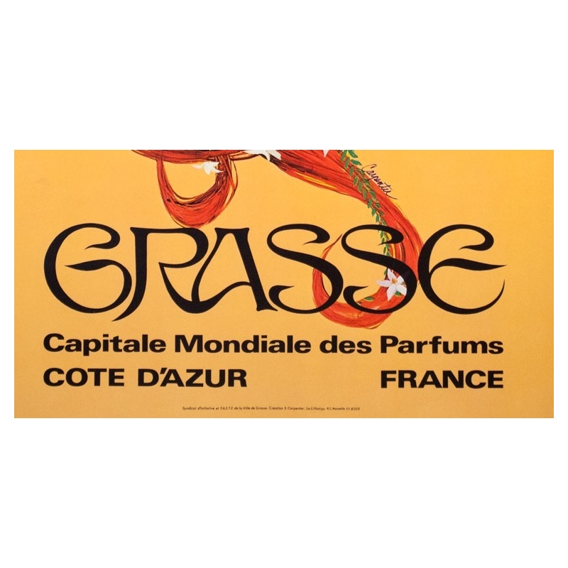 Affiche ancienne de voyage - Carpenta - Circa 1965 - Grasse  - 93.5 par 59 cm - 3