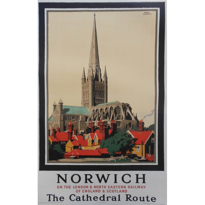 Affiche originale Norwich la route vers la Cathédrale. Elbé Paris.