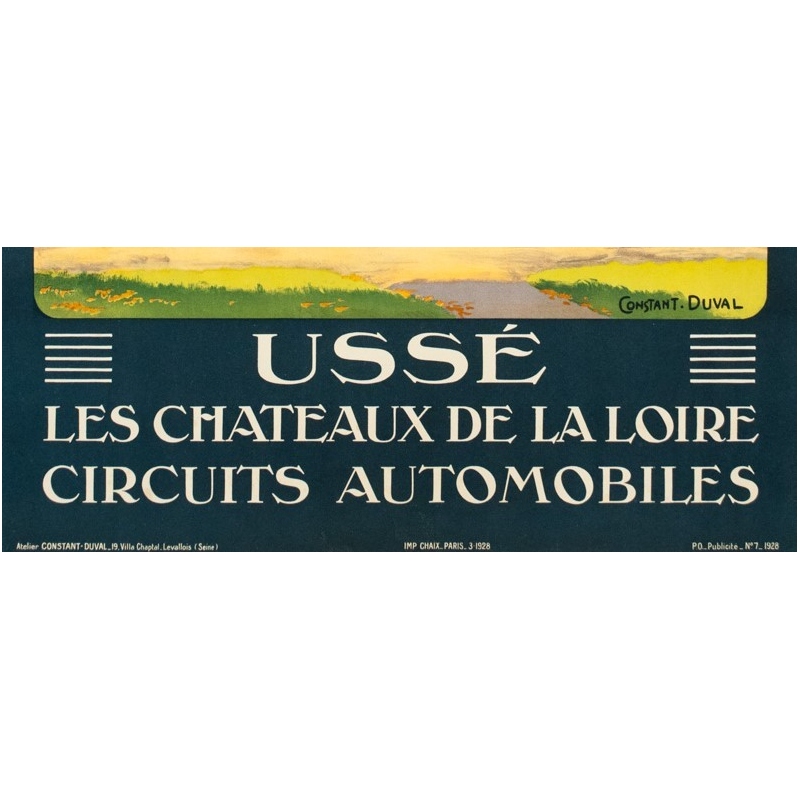 Affiche ancienne de voyage - Constant Duval  - 1928 - Ussé Château de la Loire - 105 par 74 cm - 3