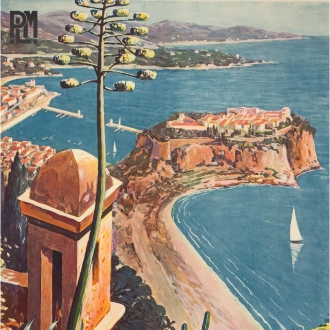 Affiche ancienne de voyage - E.Clérissi - Circa 1925 - Monaco PLM - 100 par 62 cm - 2