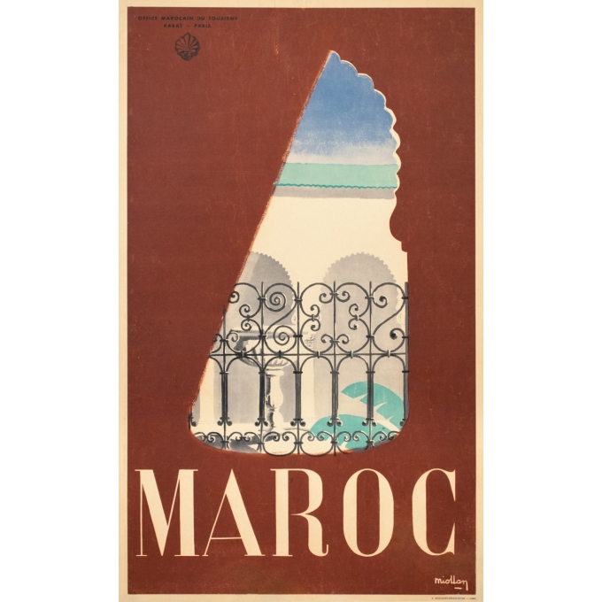 Affiche ancienne de voyage - Miollan - Circa 1950 - Maroc - 99.5 par 60 cm