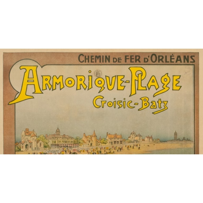 Affiche ancienne de voyage - G.Fraipont - Circa 1900 - Armorique Plage Le Croisic-Batz - 110 par 79 cm - 2 Affiche ancienne de voyage - G.Fraipont - Circa 1900 - Armorique Plage Le Croisic-Batz - 110 par 79 cm - 2