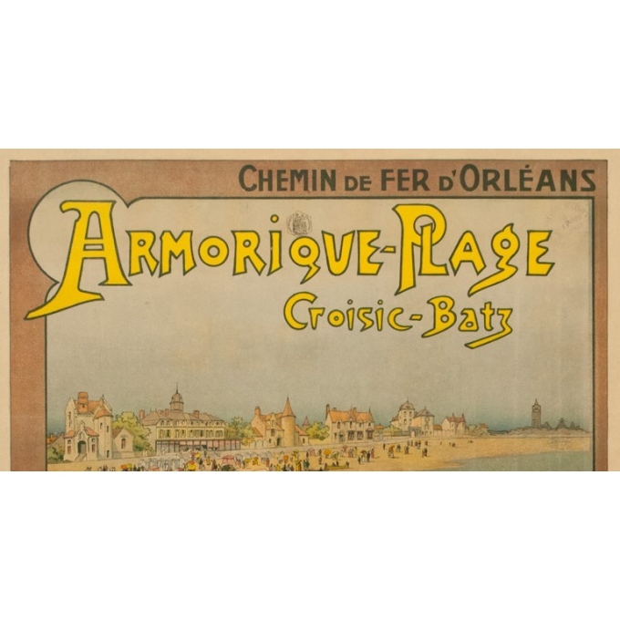 Affiche ancienne de voyage - G.Fraipont - Circa 1900 - Armorique Plage Le Croisic-Batz - 110 par 79 cm - 2