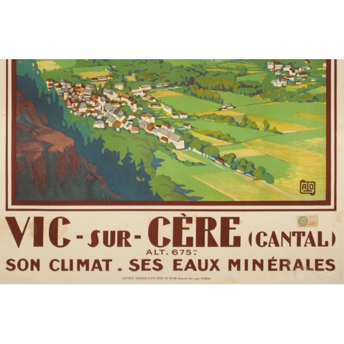 Vintage travel poster - Hallo - Circa 1925 - Vic sur Cère Cantal - 39 by 24.2 inches - 3