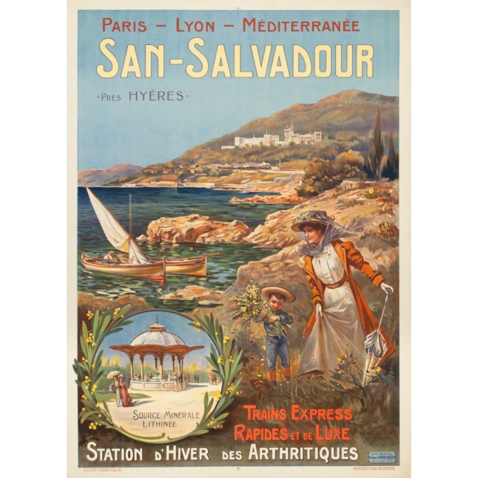 Affiche ancienne de voyage - E.Louis Lessieux - Circa 1900 - San Salvadour PLM - 108 par 77 cm