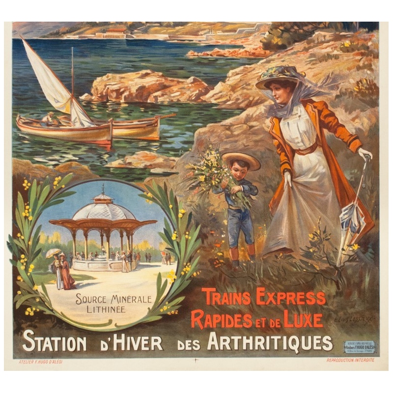 Vintage travel poster - E.Louis Lessieux - Circa 1900 - San Salvadour PLM - 42.5 by 30.3 inches - 3