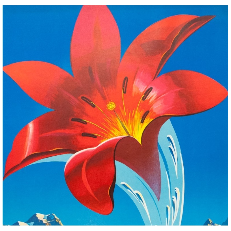 Vintage travel poster - Peikert - Circa 1950 - Saint Moritz - 40.2 by 25.6 inches - 2