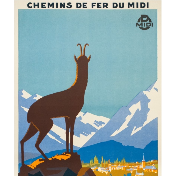 Vintage travel poster - Pierre Commarmont - Circa 1930 - Argelès Gazost - 39.6 by 24.4 inches - 2