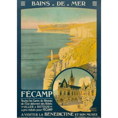Vintage travel poster - Constant Duval - 1920 - Fécamp  - 41.3 by 29.5 inches