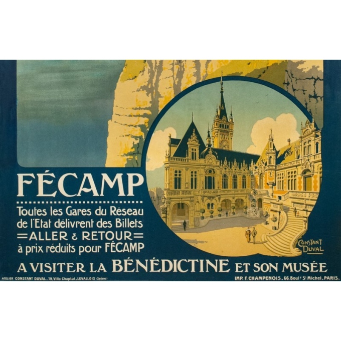 Affiche ancienne de voyage - Constant Duval - 1920 - Fécamp  - 105 par 75 cm - 3