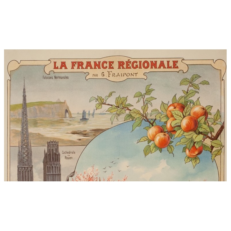 Affiche ancienne de voyage - Gustave Frépont - Circa 1900 - La France Régionale Normandie Maine - 77.5 par 56 cm - 2