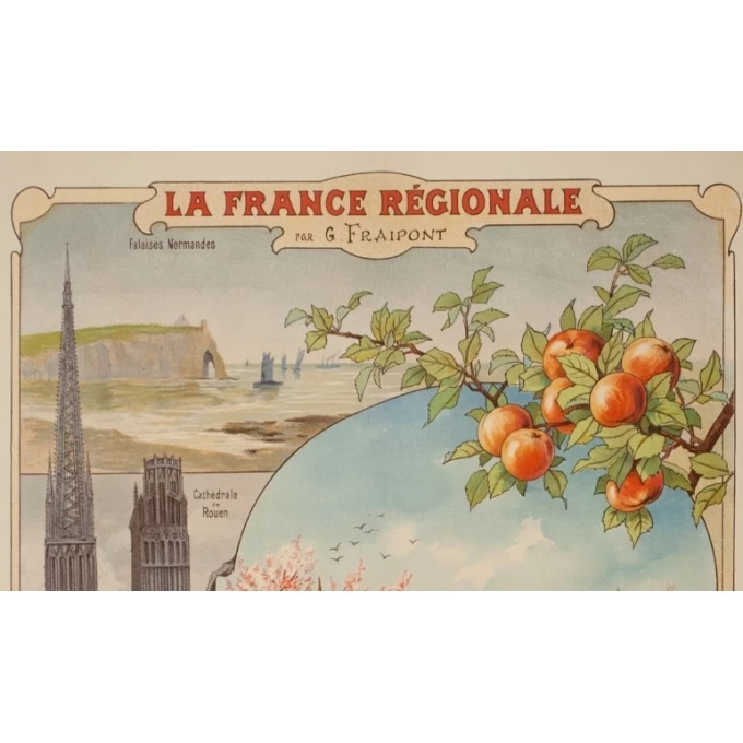 Affiche ancienne de voyage - Gustave Frépont - Circa 1900 - La France Régionale Normandie Maine - 77.5 par 56 cm - 2