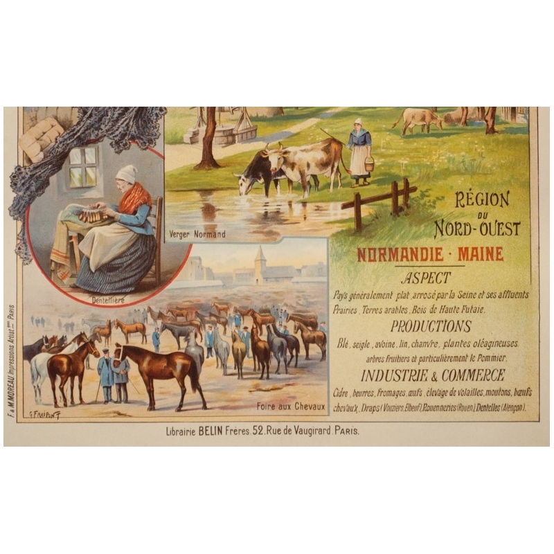Affiche ancienne de voyage - Gustave Frépont - Circa 1900 - La France Régionale Normandie Maine - 77.5 par 56 cm - 3