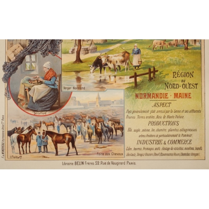 Affiche ancienne de voyage - Gustave Frépont - Circa 1900 - La France Régionale Normandie Maine - 77.5 par 56 cm - 3