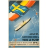Affiche ancienne de voyage - Olsen - Circa 1930 - Compagnie de Navigation Götha - 99 par 64.5 cm