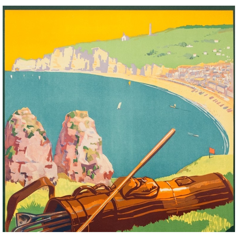Affiche ancienne de voyage - A.Galland - 1929 - Etretat  - 100 par 62.2 cm - 2