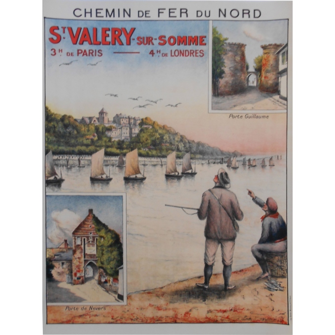 Affiche Saint Valéry-sur-Somme chemins de fer du nord. Elbé Paris.