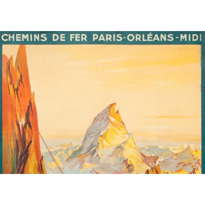 Affiche ancienne de voyage - E. Paul Champseix - 1934 - Téléférique d'Artouste - 99.5 par 60 cm - 2