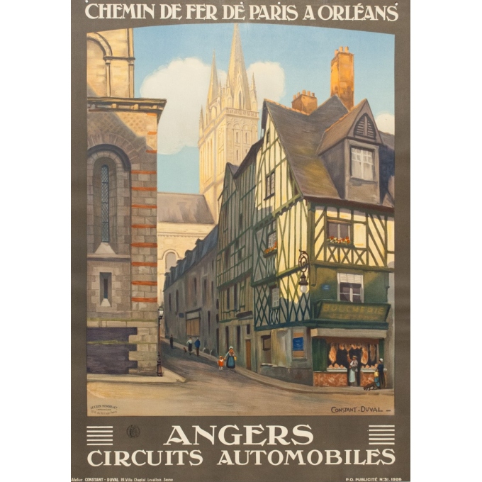 Vintage travel poster - Constant Duval  - 1926 - Angers - 41.1 by 29.3 inches