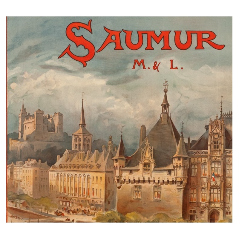 Vintage travel poster - A.Robida - 1910 - Saumur - 40.6 by 29.1 inches - 2
