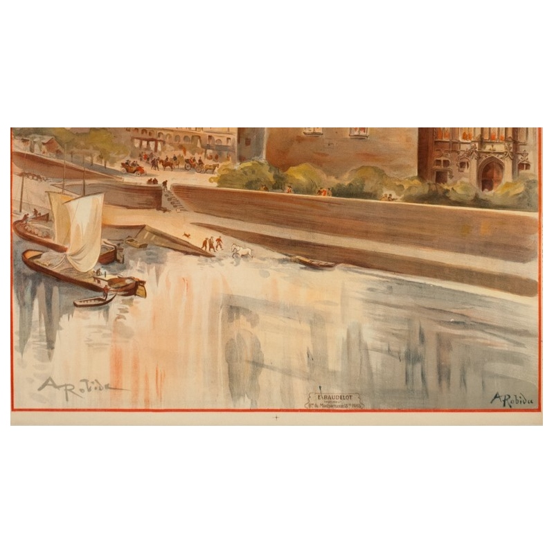 Affiche ancienne de voyage - A.Robida - 1910 - Saumur - 103 par 74 cm - 3