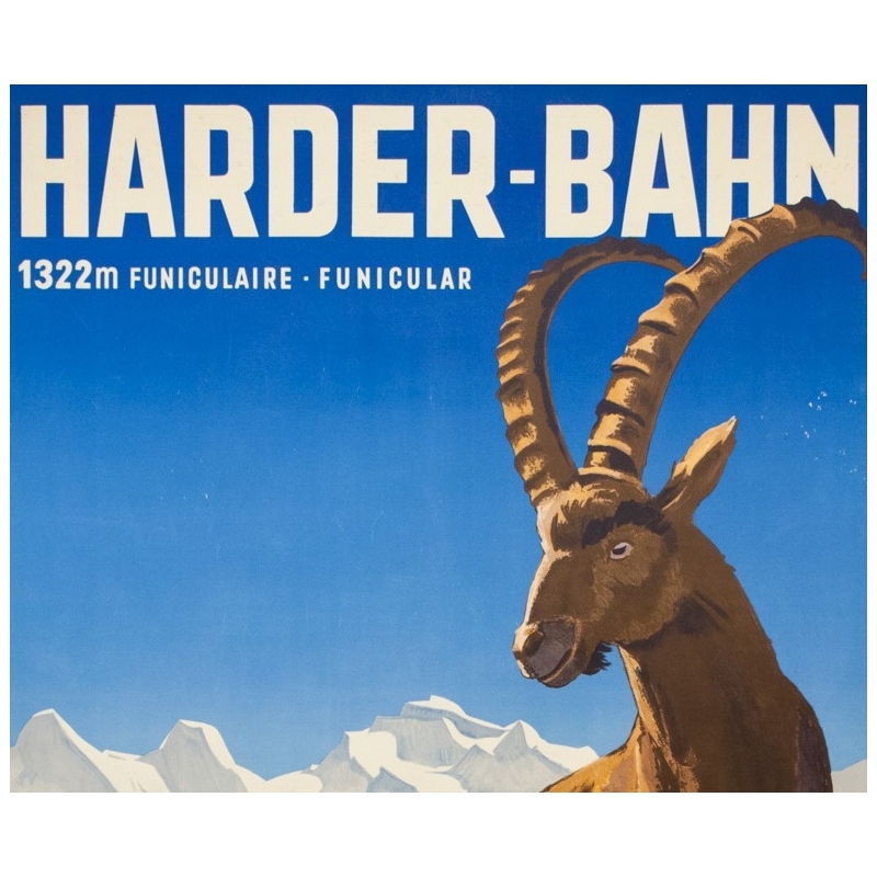 Vintage travel poster - Kaoller - Circa 1950 - Interlakenharder bhan - 40.2 by 25.4 inches - 2