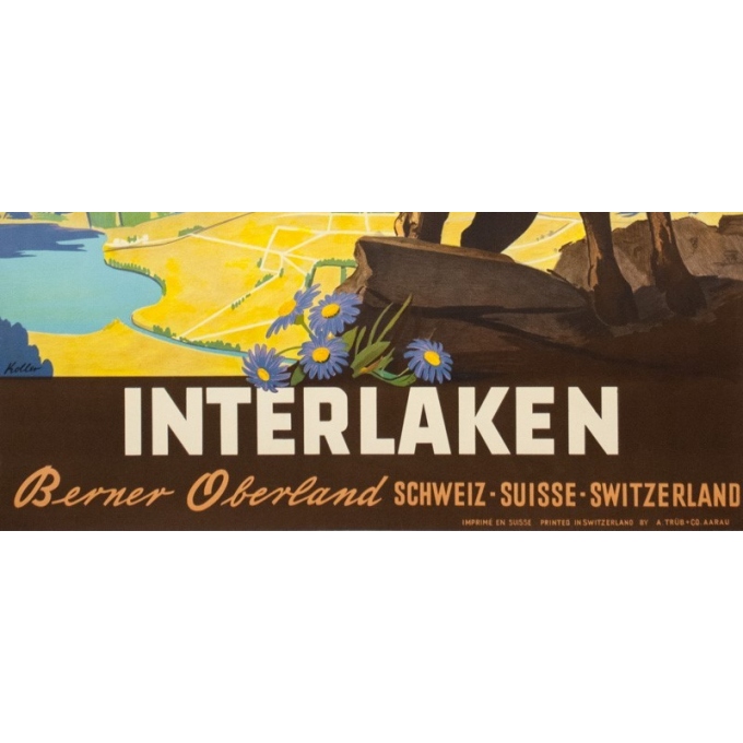Vintage travel poster - Kaoller - Circa 1950 - Interlakenharder bhan - 40.2 by 25.4 inches - 3 Vintage travel poster - Kaoller - Circa 1950 - Interlakenharder bhan - 40.2 by 25.4 inches - 3