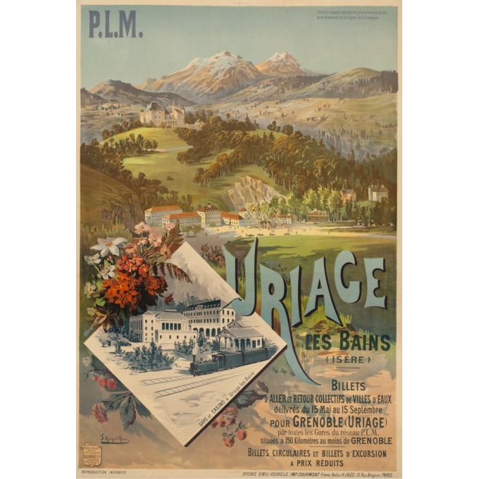 Vintage travel poster - F.H.d'Alési - Circa 1900 - Uriage PLM - 41.5 by 28.7 inches