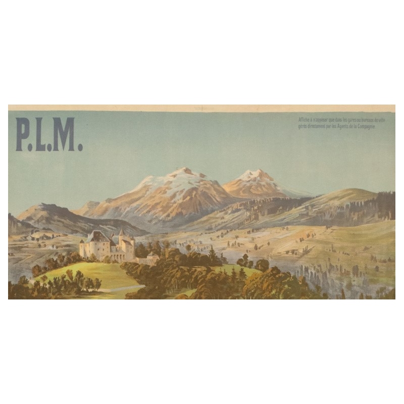 Vintage travel poster - F.H.d'Alési - Circa 1900 - Uriage PLM - 41.5 by 28.7 inches - 2