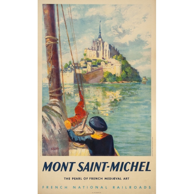 Vintage travel poster - Starr - Circa 1950 - Mont Saint Michel - 39 by 23.8 inches