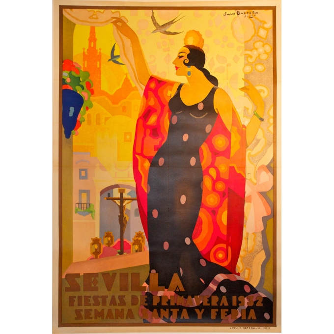 Affiche de la Semaine Sainte Séville 1932. Elbé Paris.