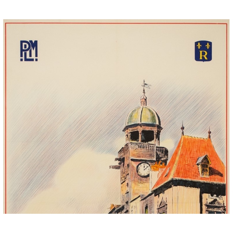 Vintage travel poster - Ch Tasseny - Circa 1930 - Riom Auvergne - 40 by 24.8 inches - 2