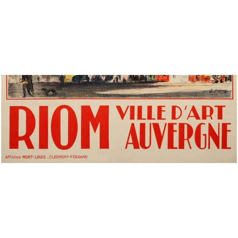 Vintage travel poster - Ch Tasseny - Circa 1930 - Riom Auvergne - 40 by 24.8 inches - 4