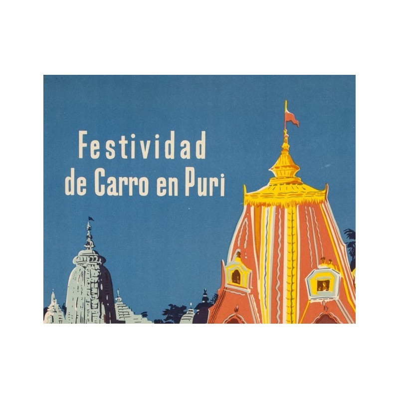 Affiche ancienne de voyage - Anonyme  - 1957 - Festival de Chars à Puri - 101 par 62.5 cm - 2