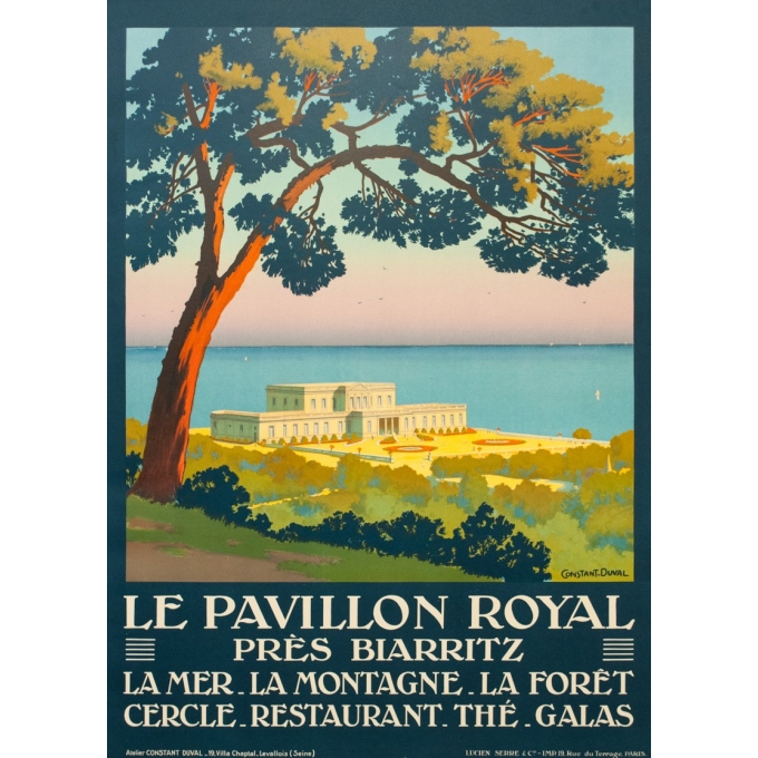 Affiche ancienne de voyage - Constant Duval  - Circa 1920 - Pavillon Royale Biarritz - 104.5 par 76 cm