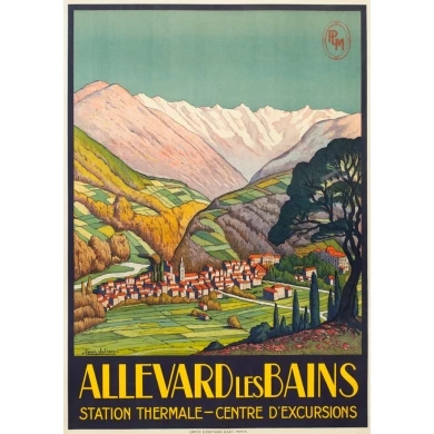 Vintage travel poster - Jean Julien - Circa 1925 - Allevard les Bains - 42.9 by 30.7 inches