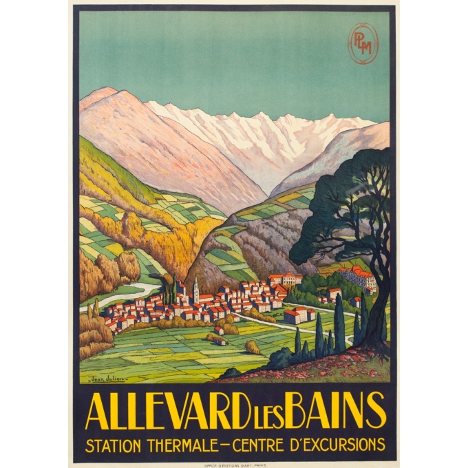 Affiche ancienne de voyage - Jean Julien - Circa 1925  - Allevard les Bains - 109 par 78 cm