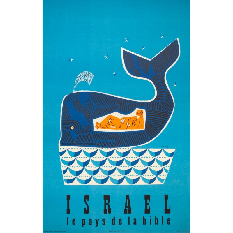 Vintage travel poster - Jean David - 1954 - Israël le pays de la Bible - 38.4 by 24.4 inches