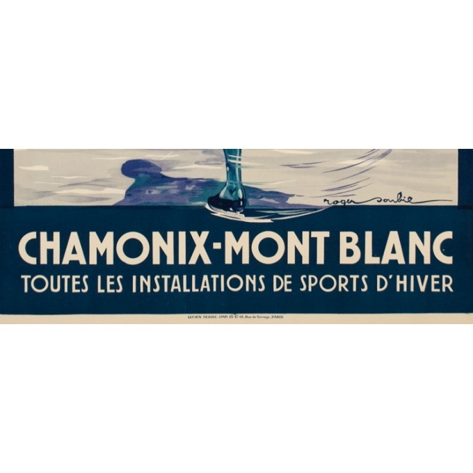 Affiche ancienne de voyage - Roger Soubi - 1924 - Chamonix Mont Blanc patineuse - 108 par 78 cm - 3