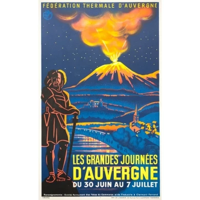 Vintage travel poster - Cello - Circa 1930 - Les grandes journées d'Auvergne - 39.4 by 24.4 inches