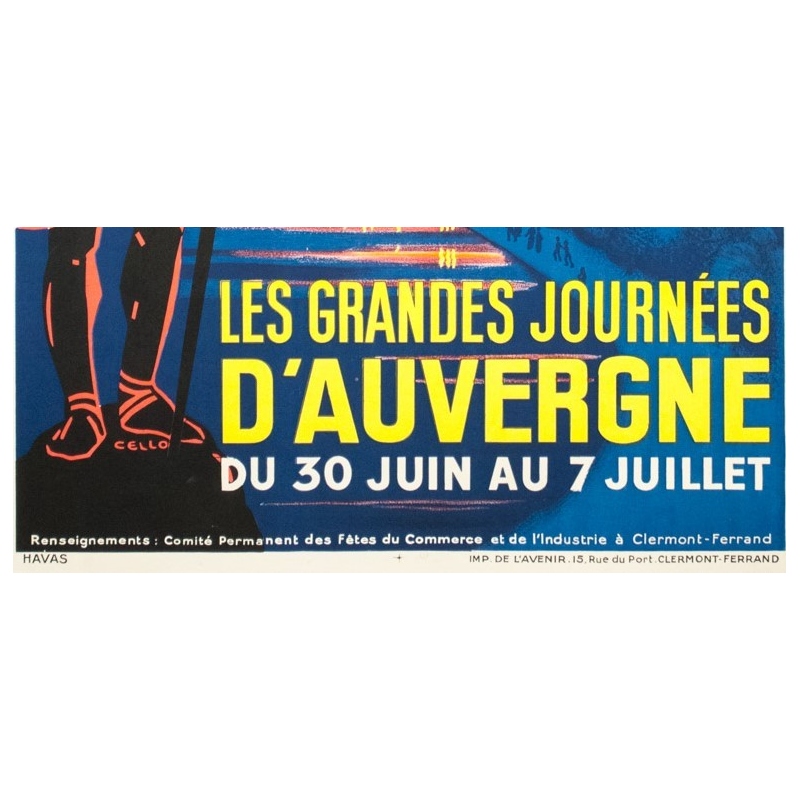 Affiche ancienne de voyage - Cello - Circa 1930 - Les grandes journées d'Auvergne - 100 par 62 cm - 3
