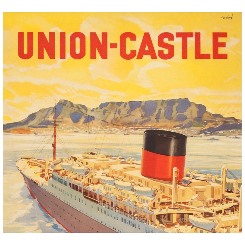 Vintage travel poster - John Stox - Circa 1950  - Union Castel South Africa - 40.2 by 25 inches - 2